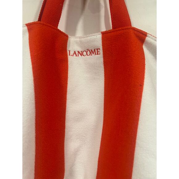 Lancôme Terry Cloth Towel Beach Bag Orange White Stripe - Picture 3 of 5